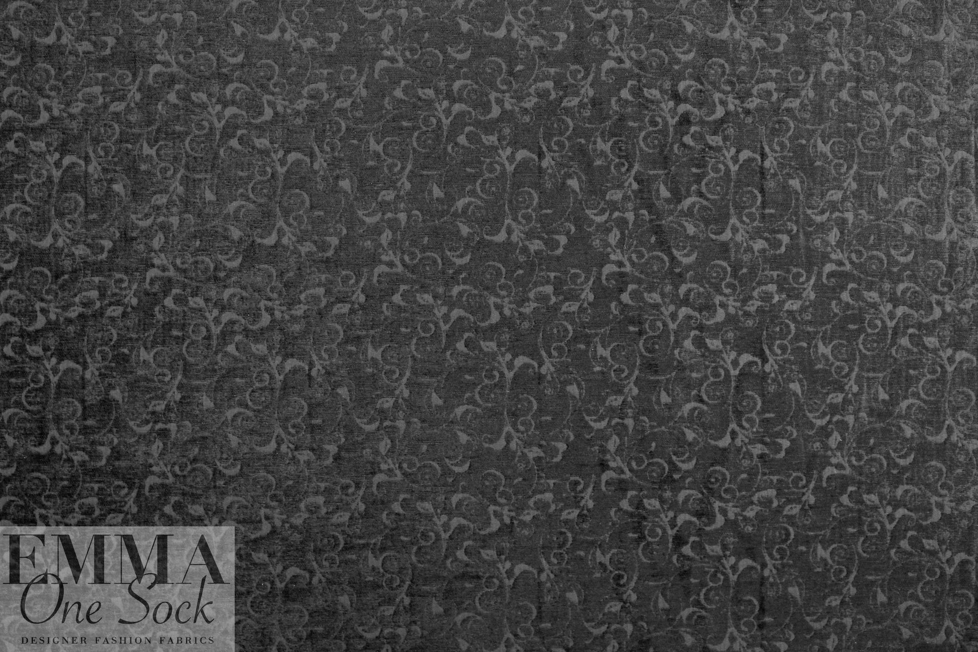 designer black scrollwork chenille brocade