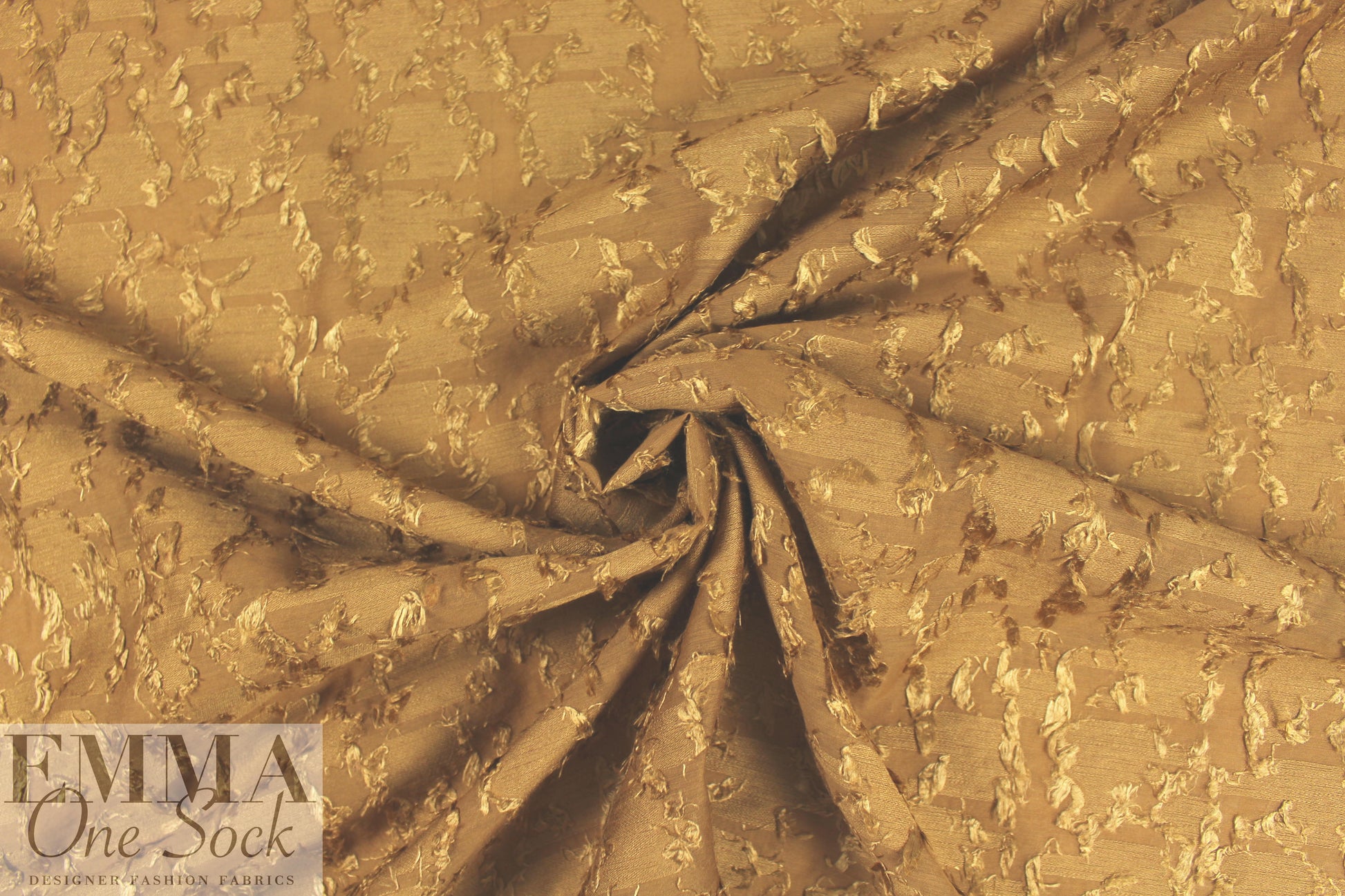 NY designer caramel cotton/silk voile clip weave