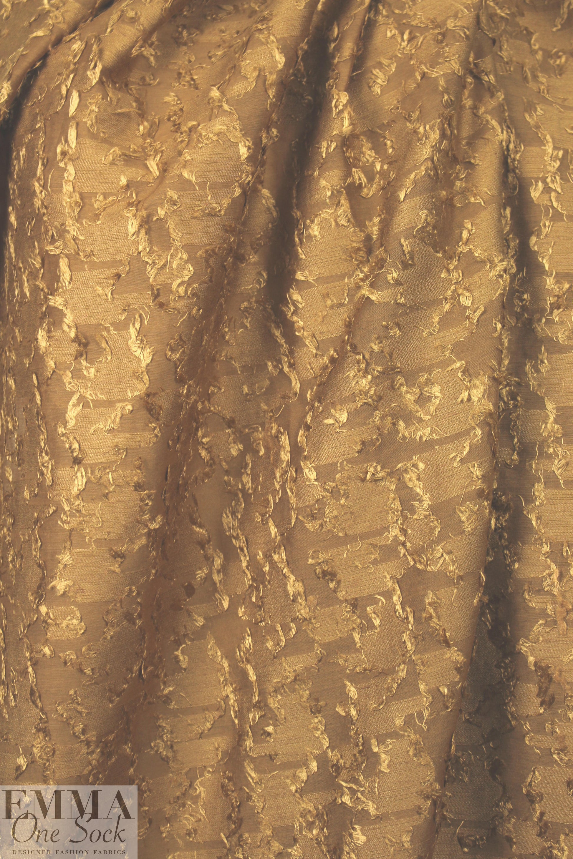 NY designer caramel cotton/silk voile clip weave 1.75 yds