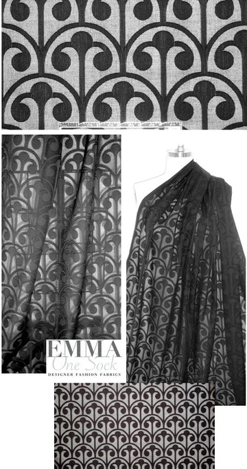Mi11y black clipped weave cotton/silk voile
