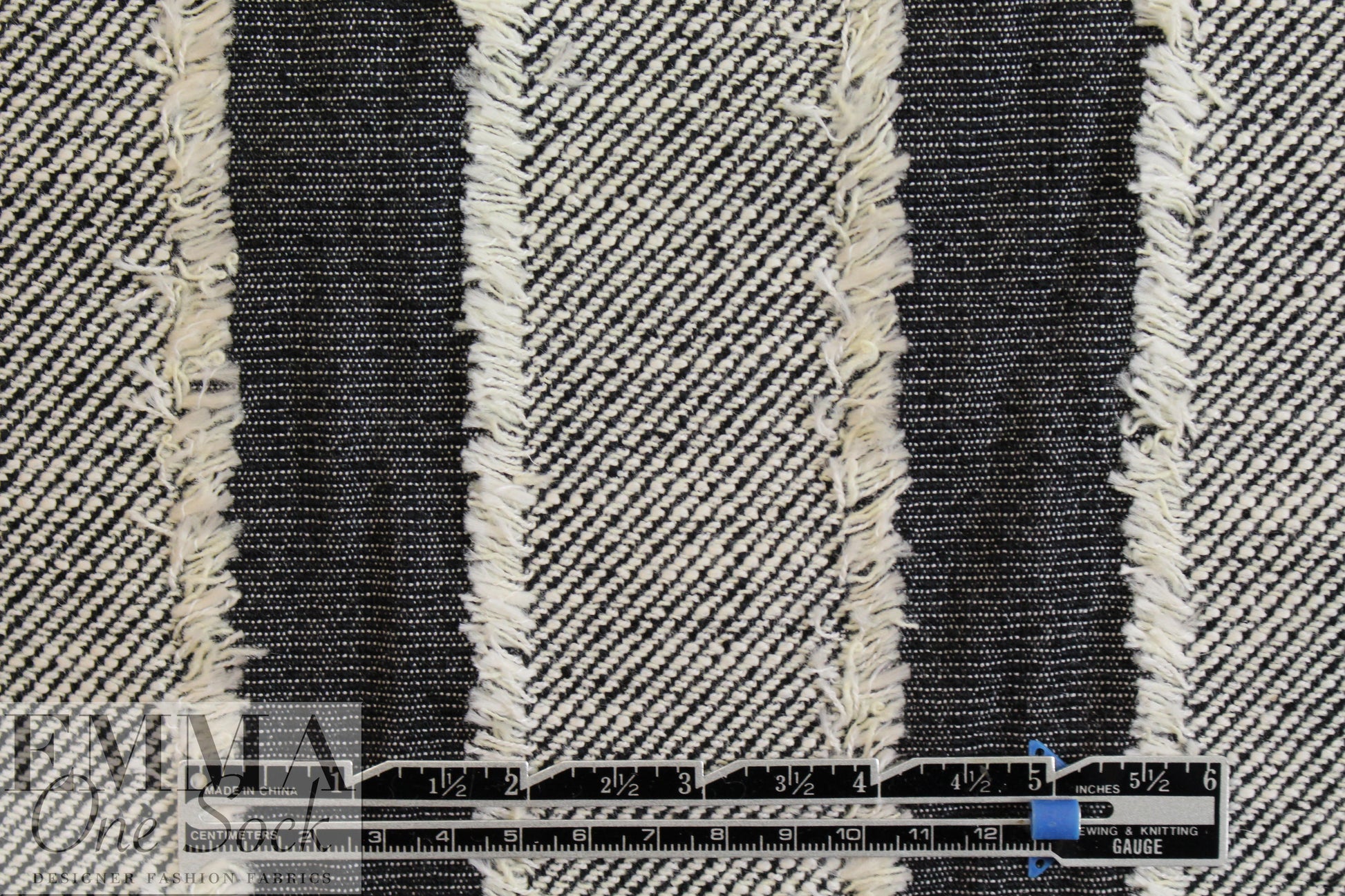 Italian cotton fringed stripes clipped stretch jacquard .875 yds