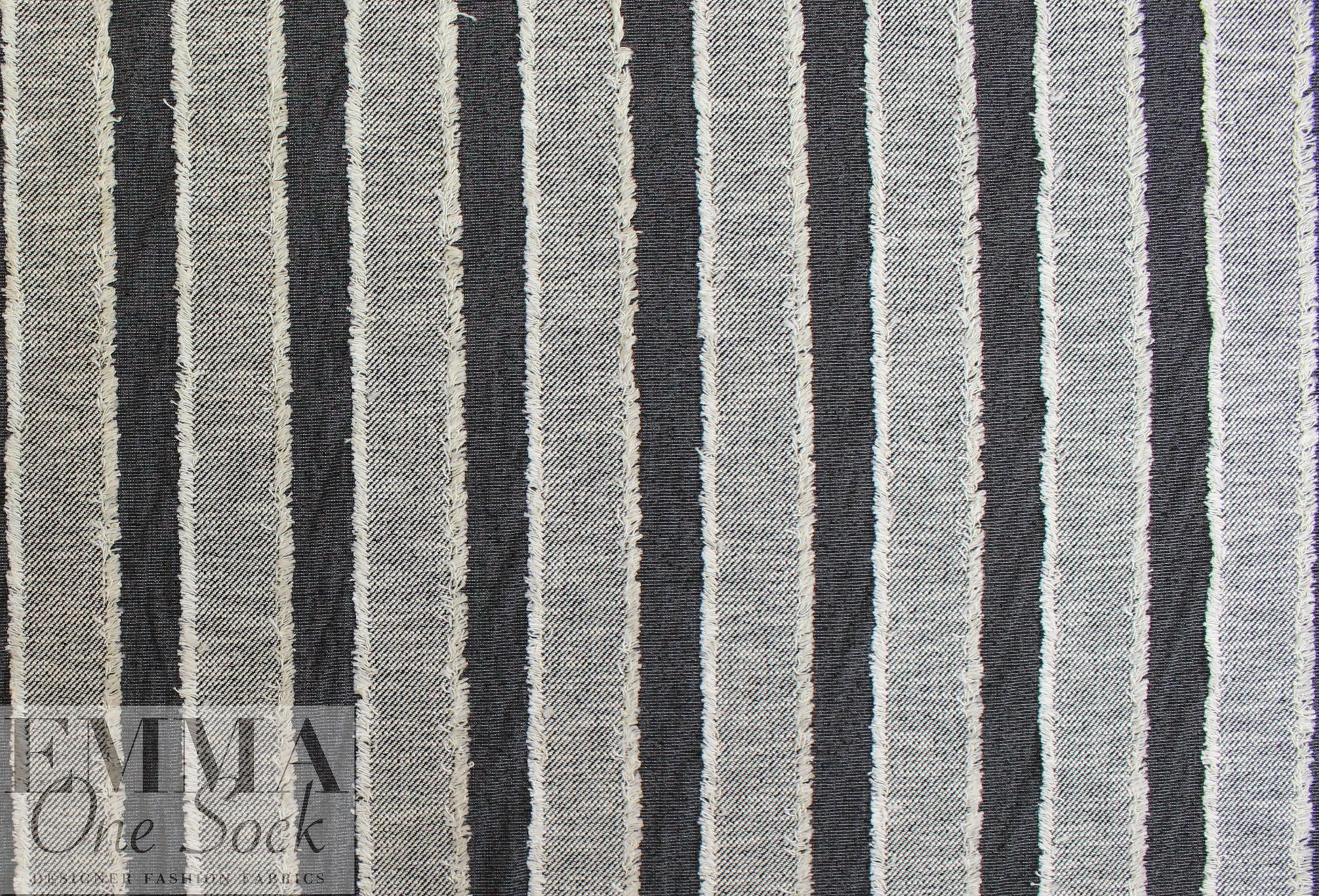 Italian cotton fringed stripes clipped stretch jacquard
