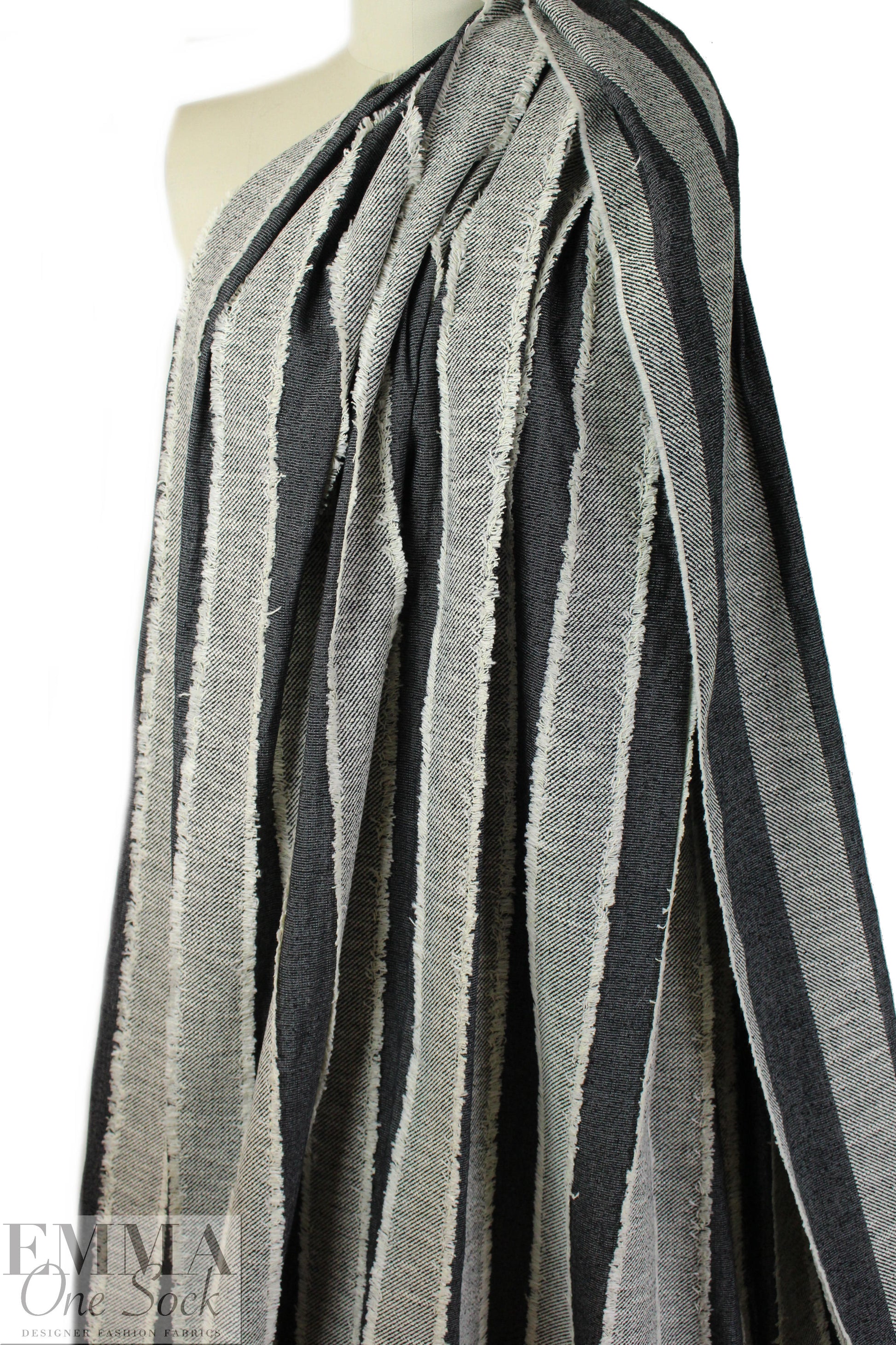 Italian cotton fringed stripes clipped stretch jacquard .875 yds