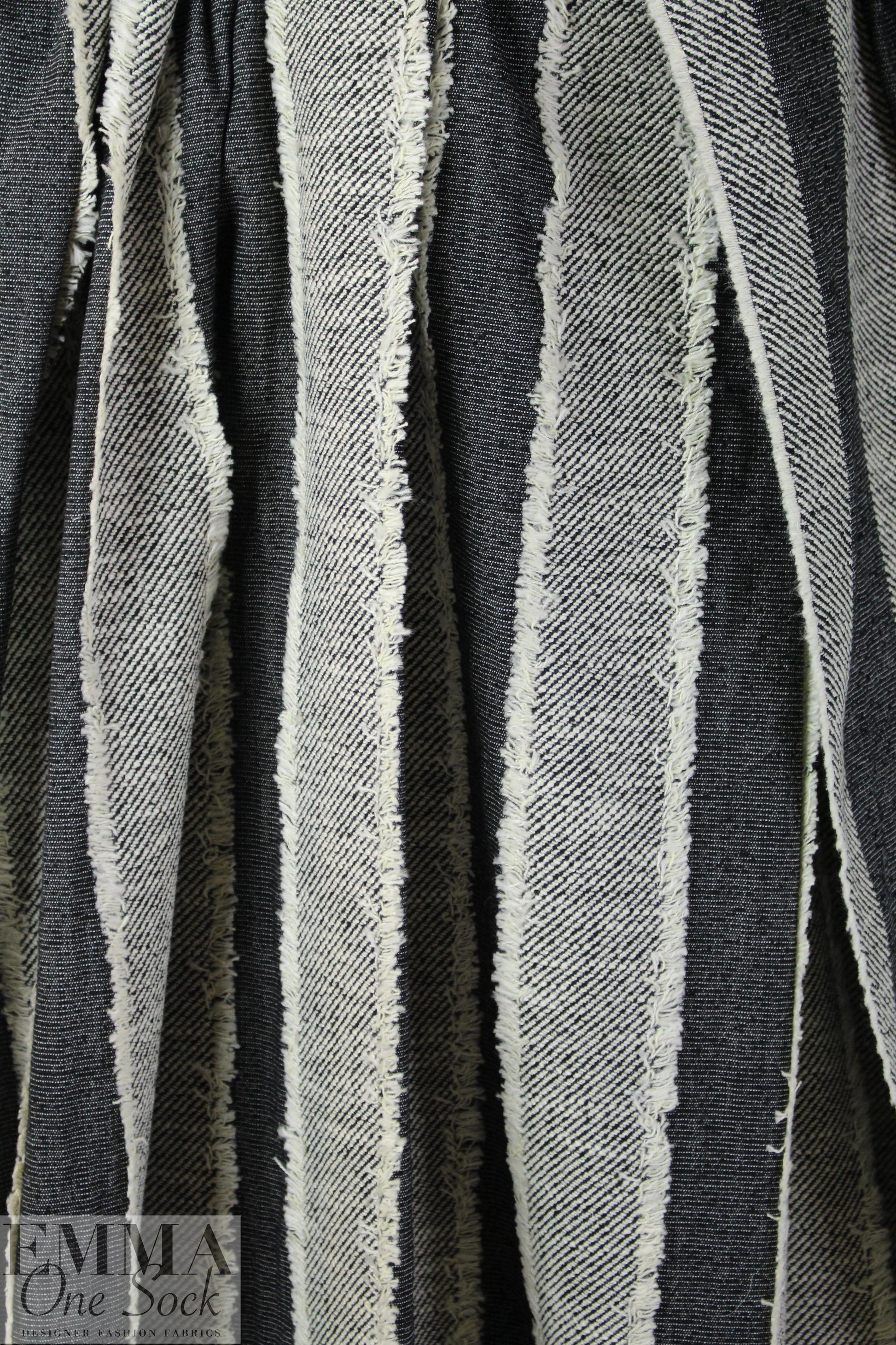 Italian cotton fringed stripes clipped stretch jacquard .875 yds