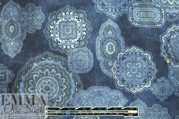 Ratti printed fine wale corduroy - denim medallions