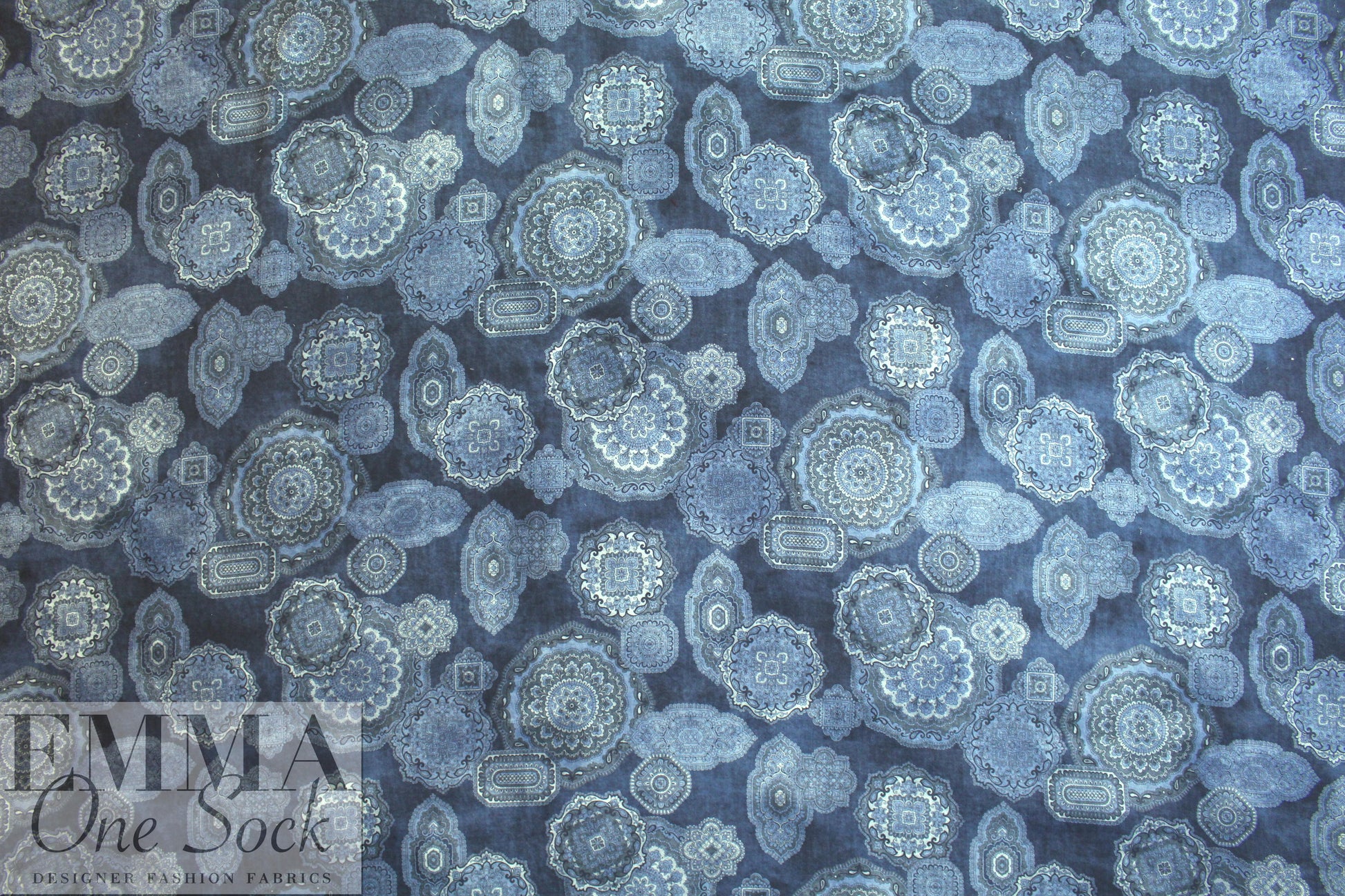 Ratti printed fine wale corduroy - denim medallions