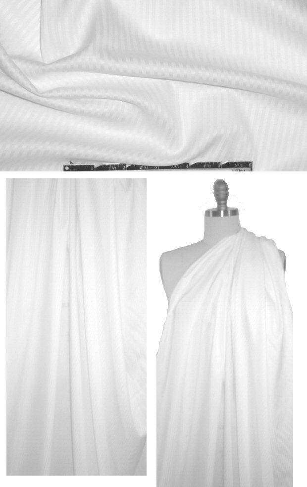 Italian damask stripe cotton shirting - white 1.625 yd