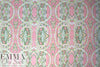 Italian printed cotton damask - pink/green  3 yd