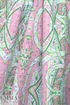 Italian printed cotton damask - pink/green