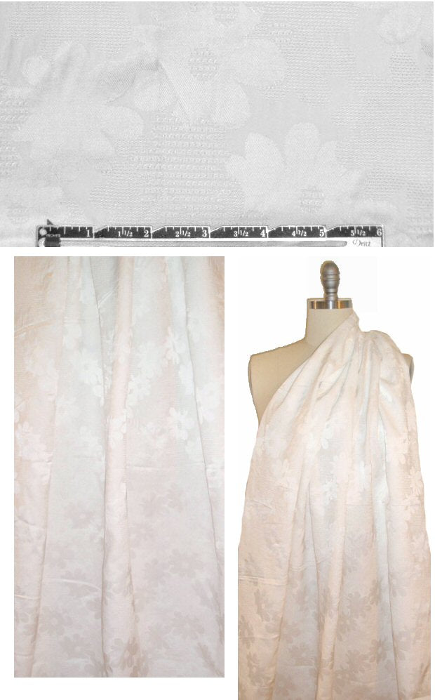 Italian flower design cotton damask - white
