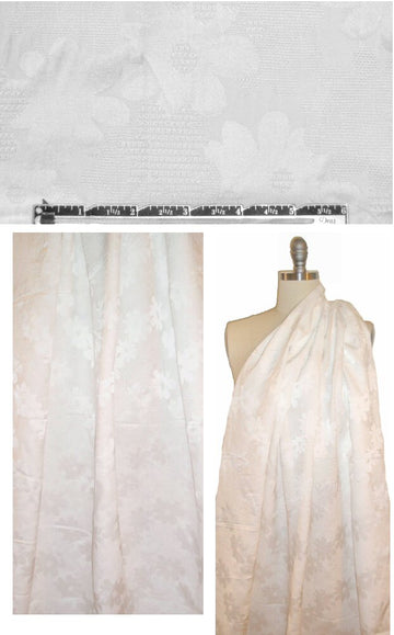 Italian flower design cotton damask - white