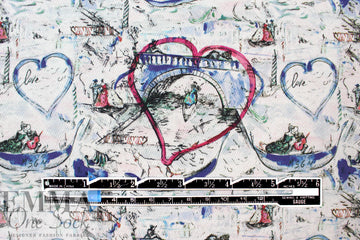 Italian 'City of Love' stretch cotton twill  1.66 yd