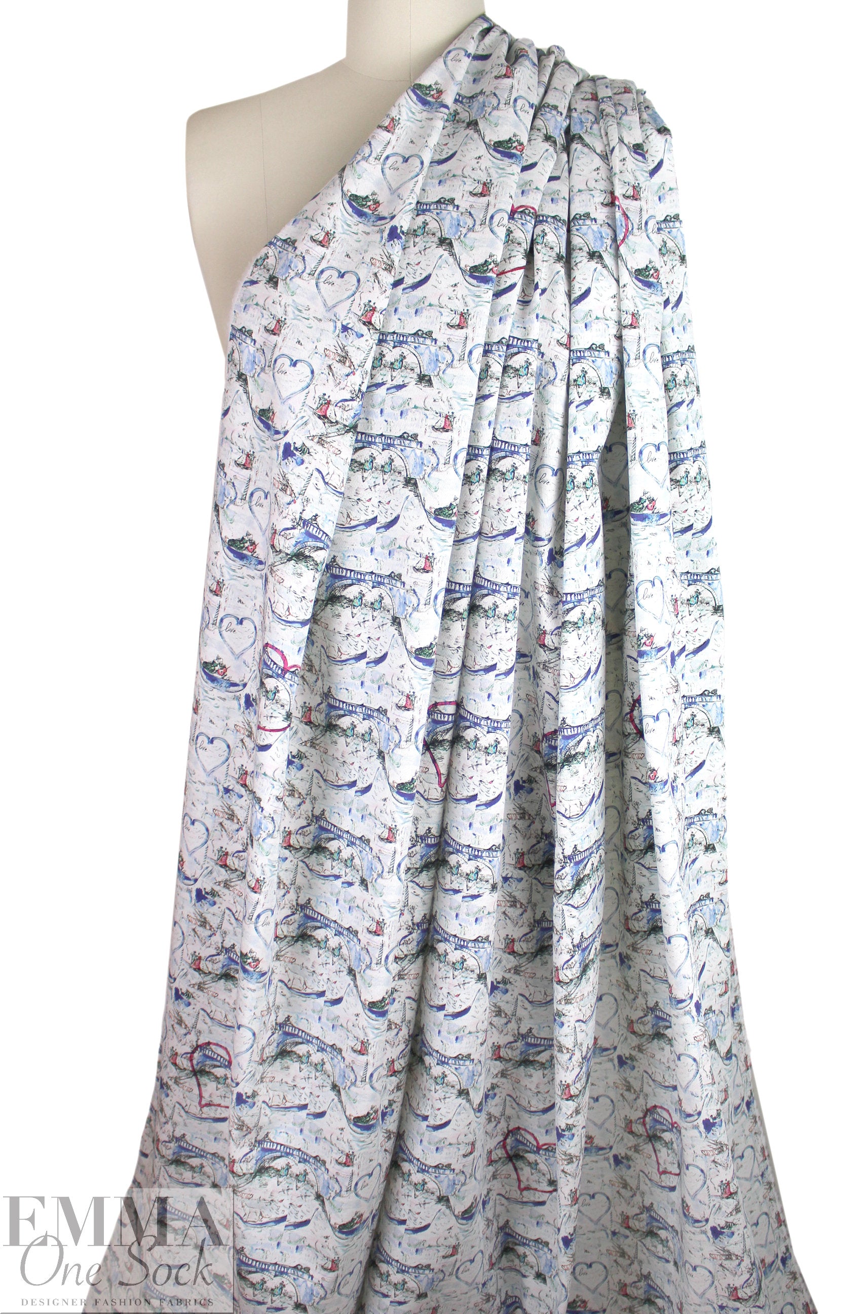 Italian 'City of Love' stretch cotton twill  1.66 yd