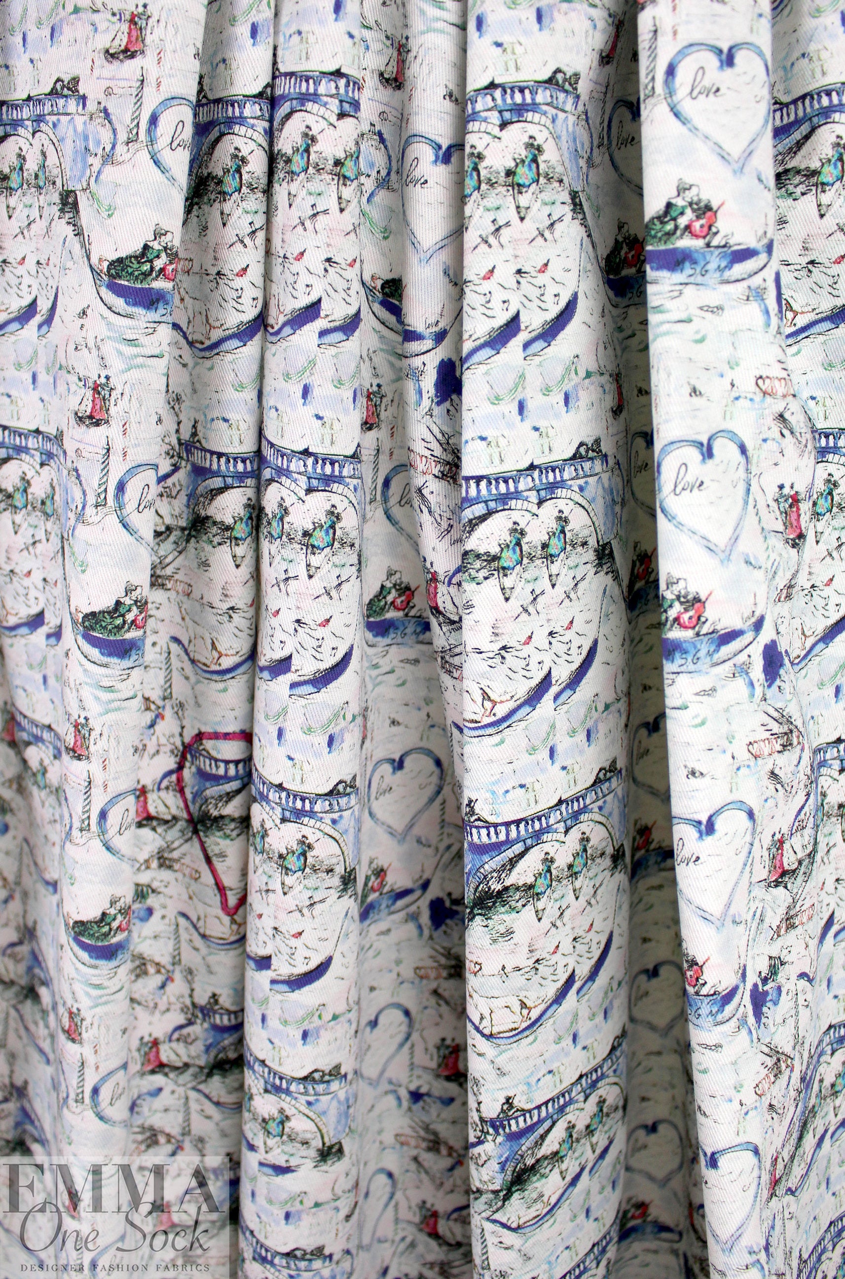 Italian 'City of Love' stretch cotton twill  1.75 yd