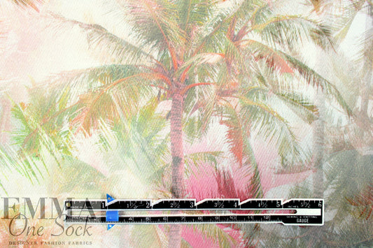 Italian palm grove double exposure stretch cotton twill 1.625 yd