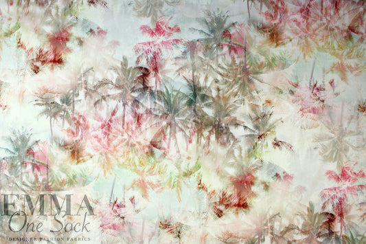 Italian palm grove double exposure stretch cotton twill 1.625 yd