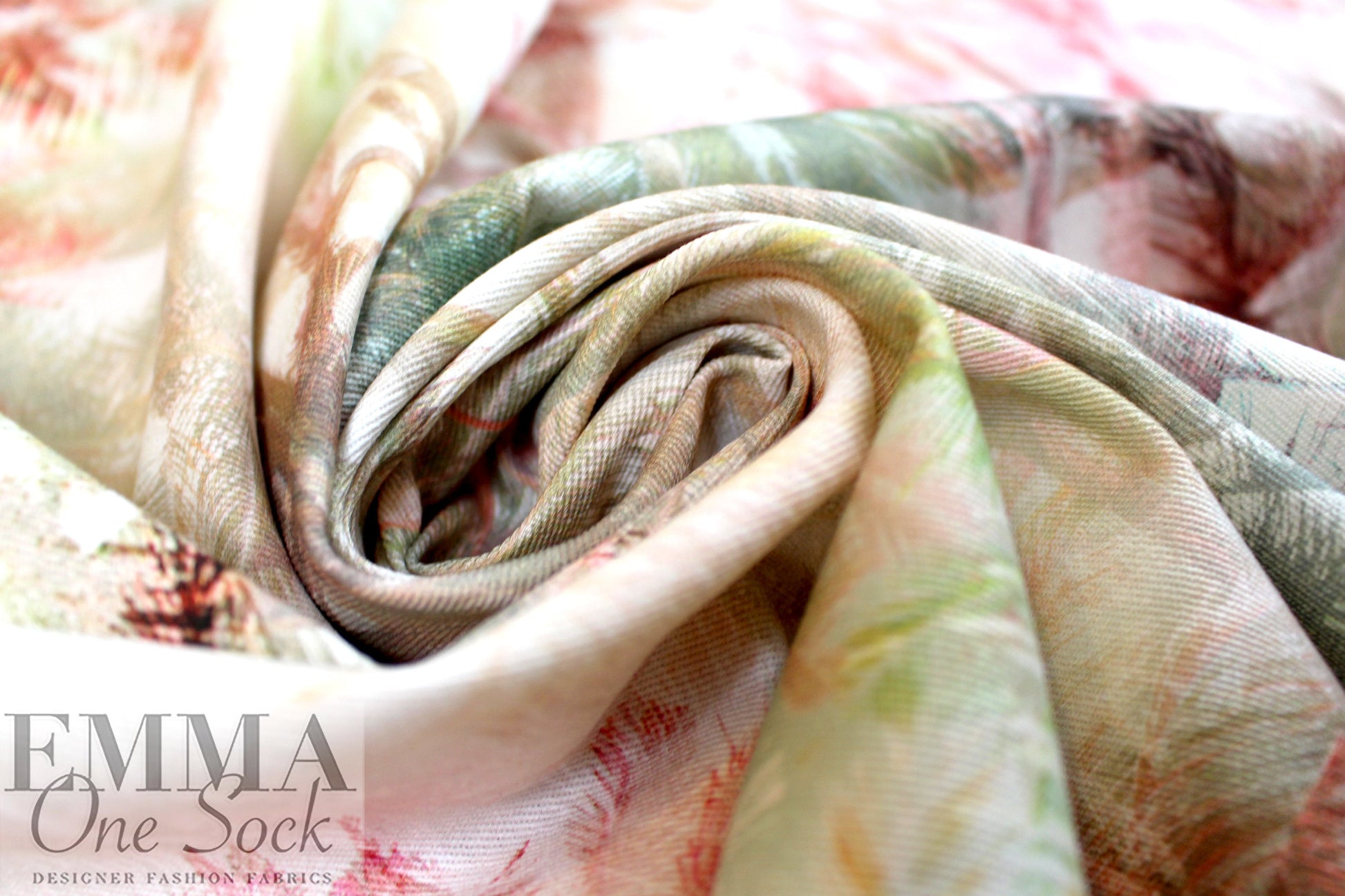Italian palm grove double exposure stretch cotton twill .5 yds