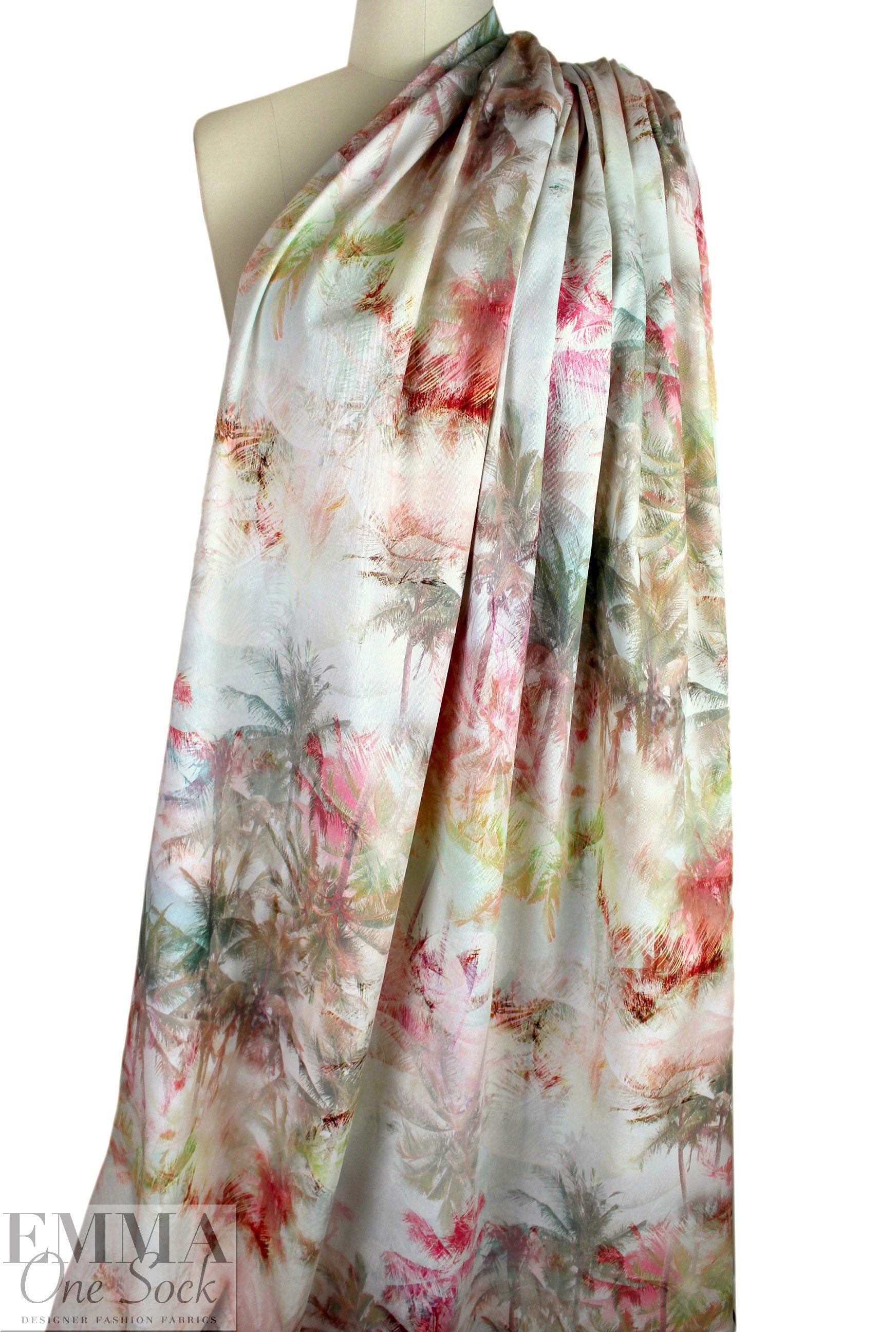 Italian palm grove double exposure stretch cotton twill