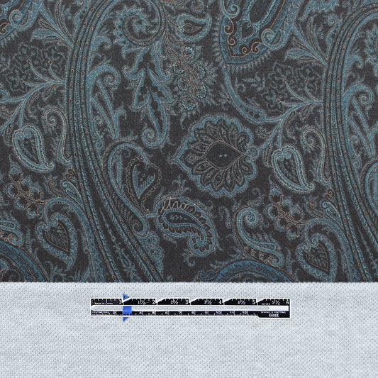 Etr0 cotton athleisure doubleknit - lagoon paisley/heather gray