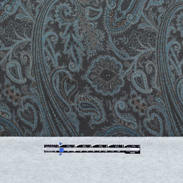 Etr0 cotton athleisure doubleknit - lagoon paisley/heather gray .875 yds