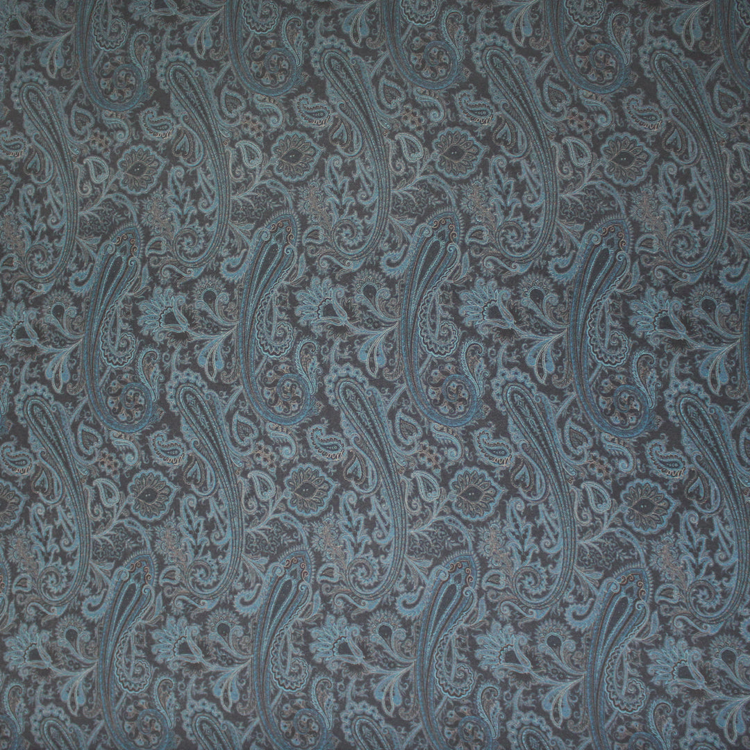 Etr0 cotton athleisure doubleknit - lagoon paisley/heather gray .875 yds