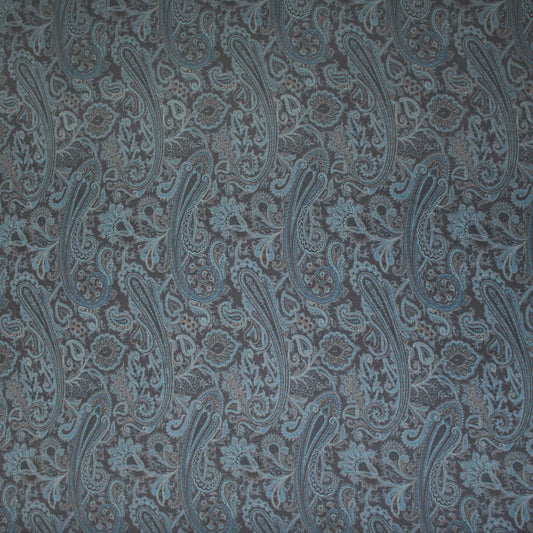 Etr0 cotton athleisure doubleknit - lagoon paisley/heather gray .875 yds