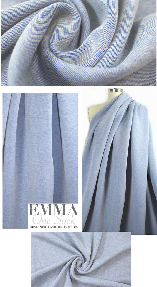 NY designer ribbed cotton doubleknit - blue/white