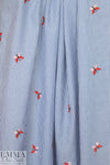 butterfly embroidered blue/white stripe shirting 1 yard