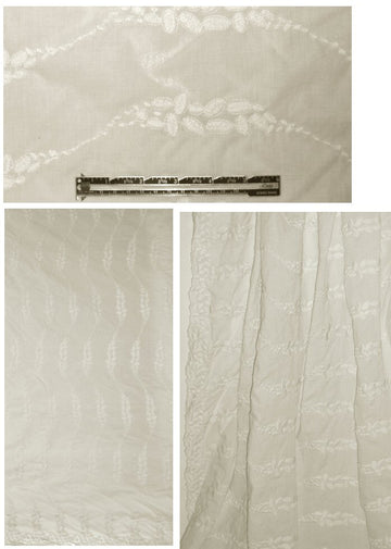 Burning T0rch ivory waves embroidered cotton 1.75 yds