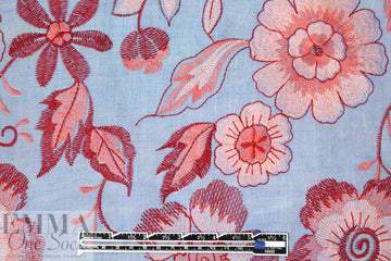 NY designer floral embroidered cotton blend woven