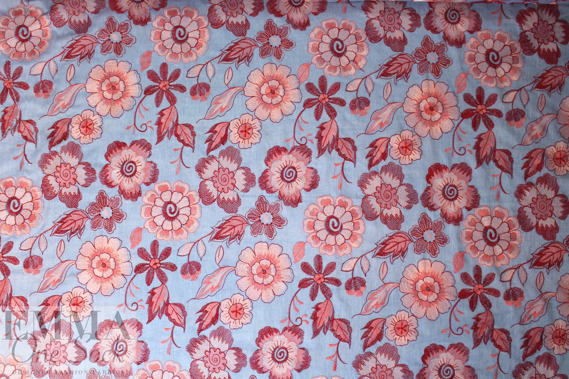 NY designer floral embroidered cotton blend woven
