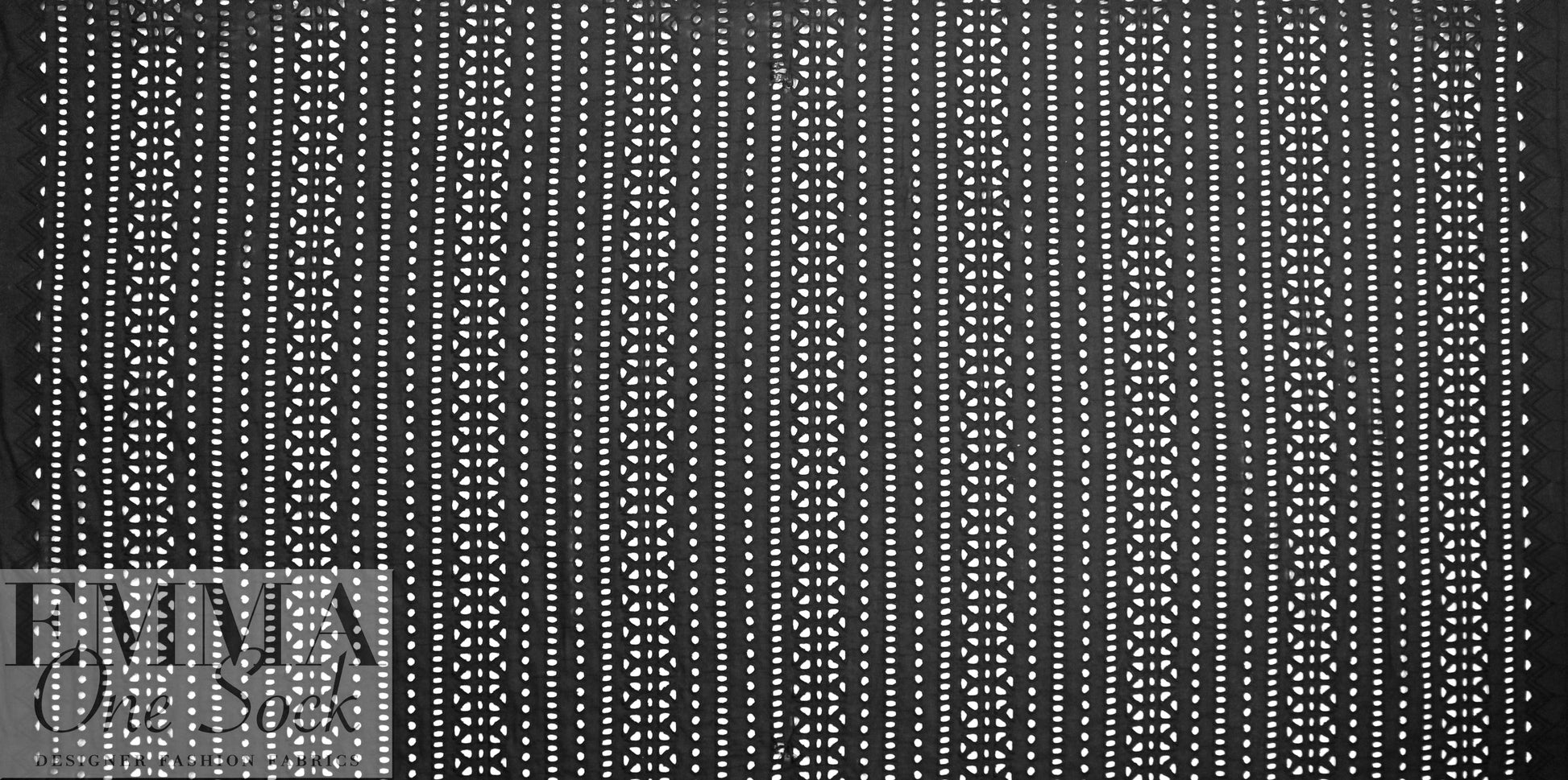 NY designer embroidered cotton eyelet lace - black 1.5 yds
