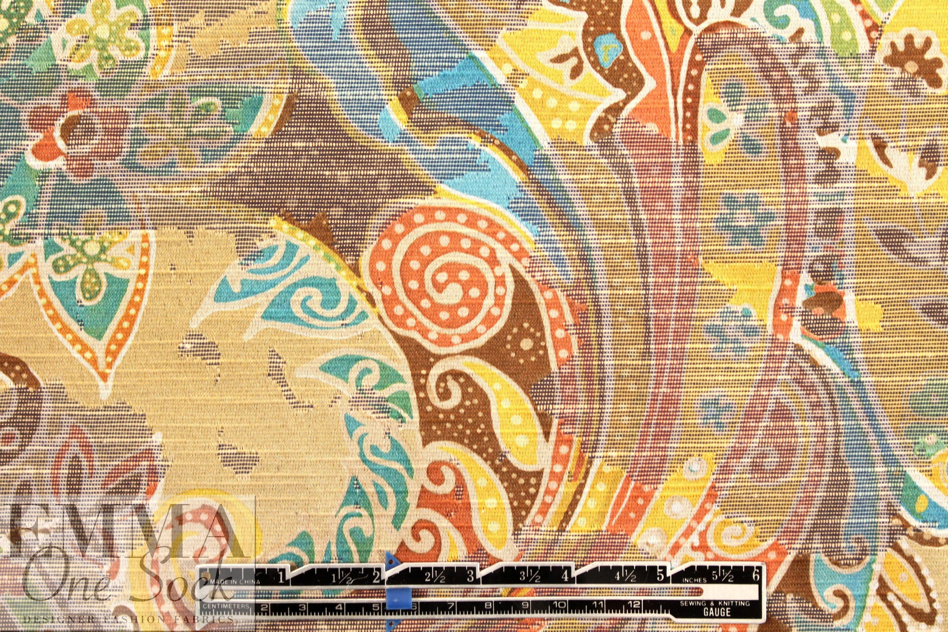French paisley over-printed cotton blend jacquard