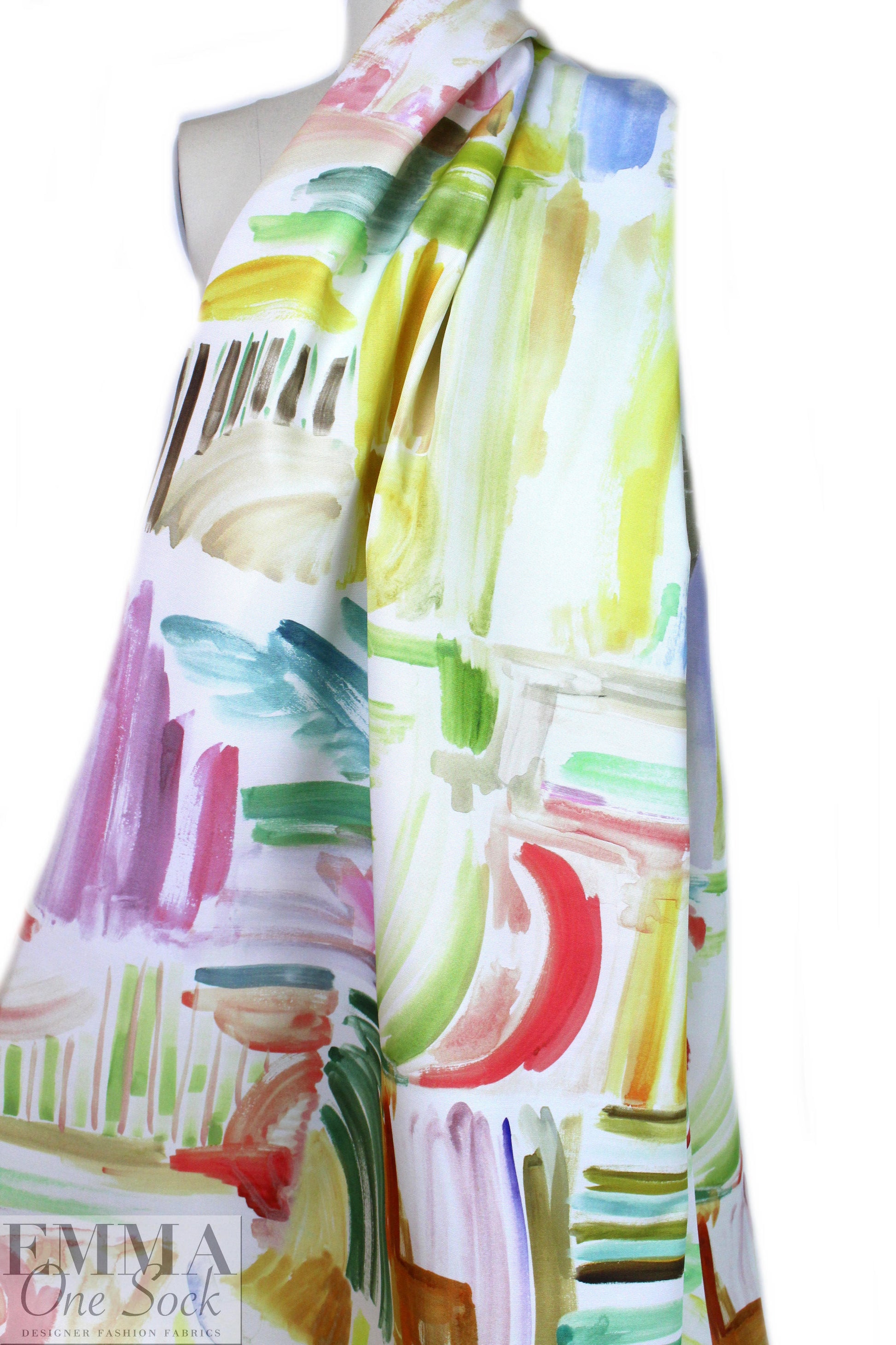 Italian colorful brushstrokes cotton faille 1.875 yds
