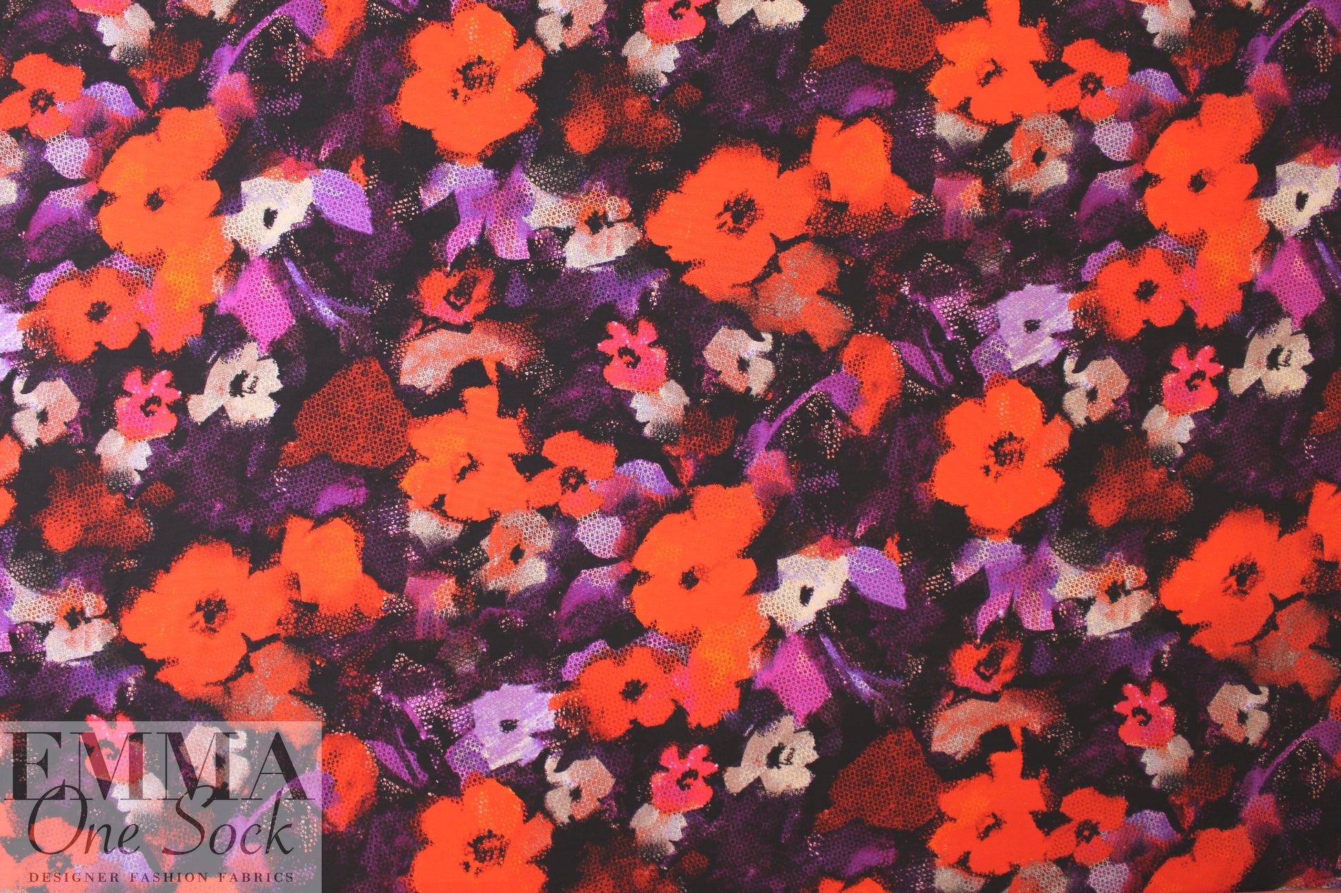 Mi11y grenadine/violet 'flower screen' cotton faille
