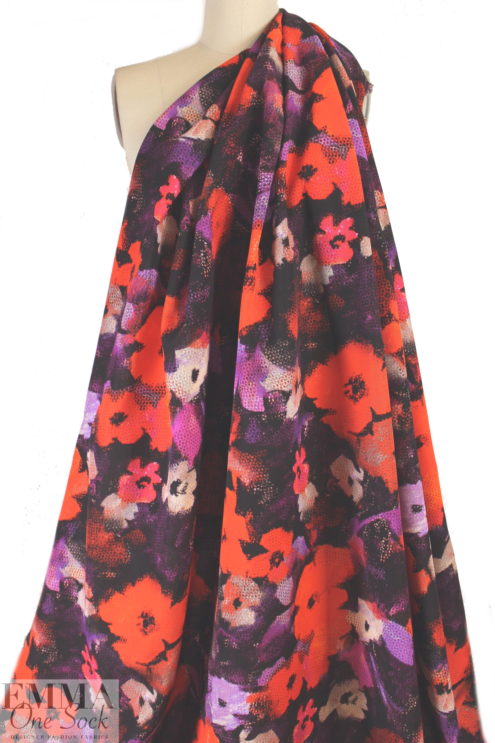 Mi11y grenadine/violet 'flower screen' cotton faille