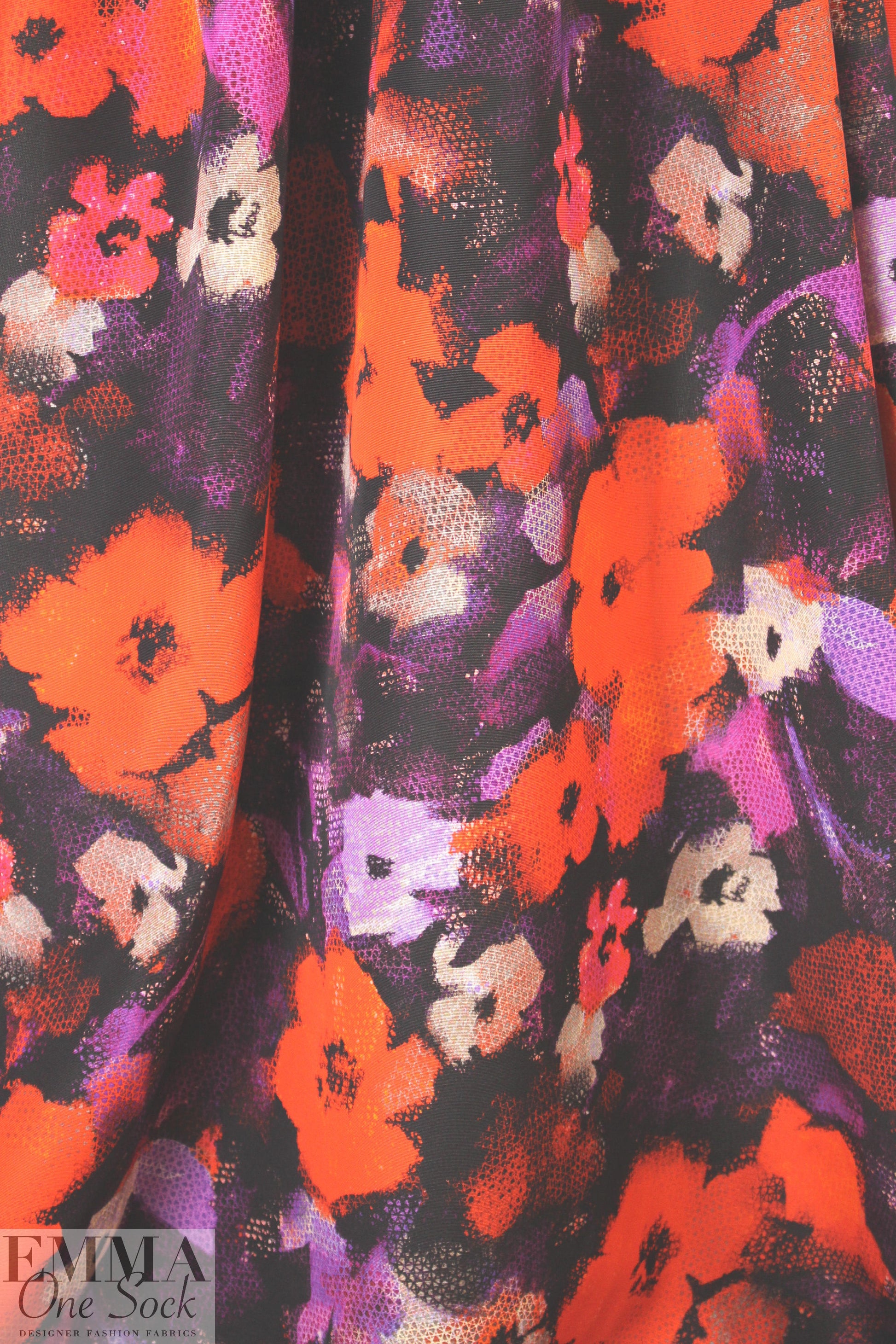 Mi11y grenadine/violet 'flower screen' cotton faille 1.5 yds