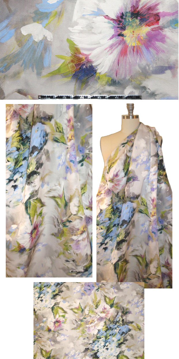 Italian painterly floral cotton faille