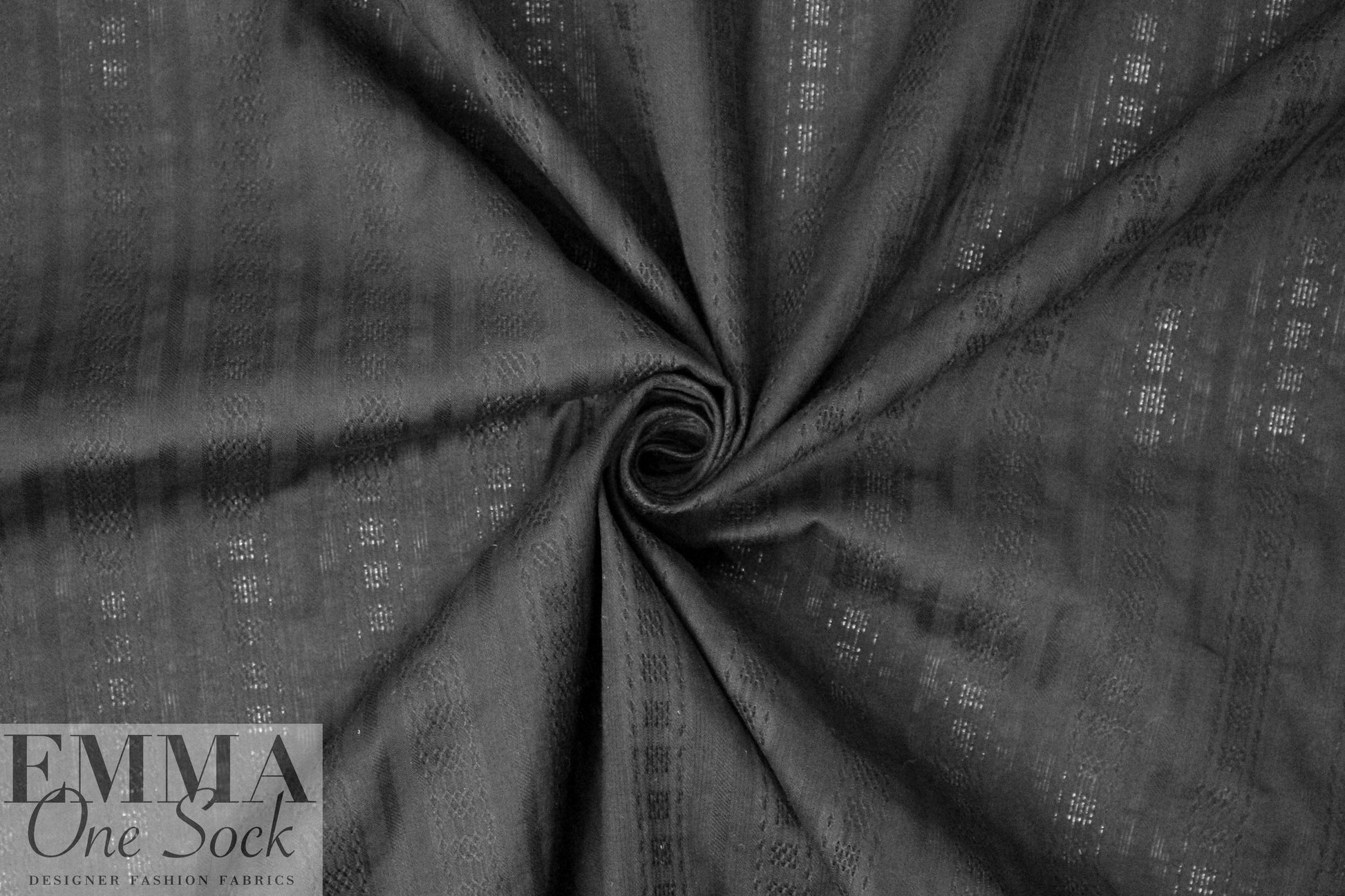 CA designer black cotton novelty weave stretch jacquard