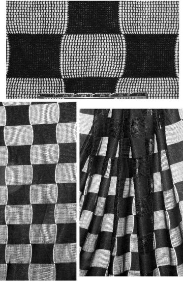 NY designer cotton checkerboard weave - black