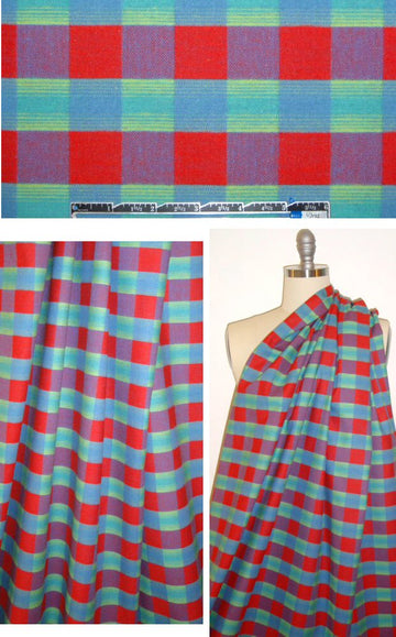 Japanese yarn dyed blue/red all cotton flannel