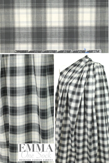 The0ry black/white/gray plaid cotton shirting