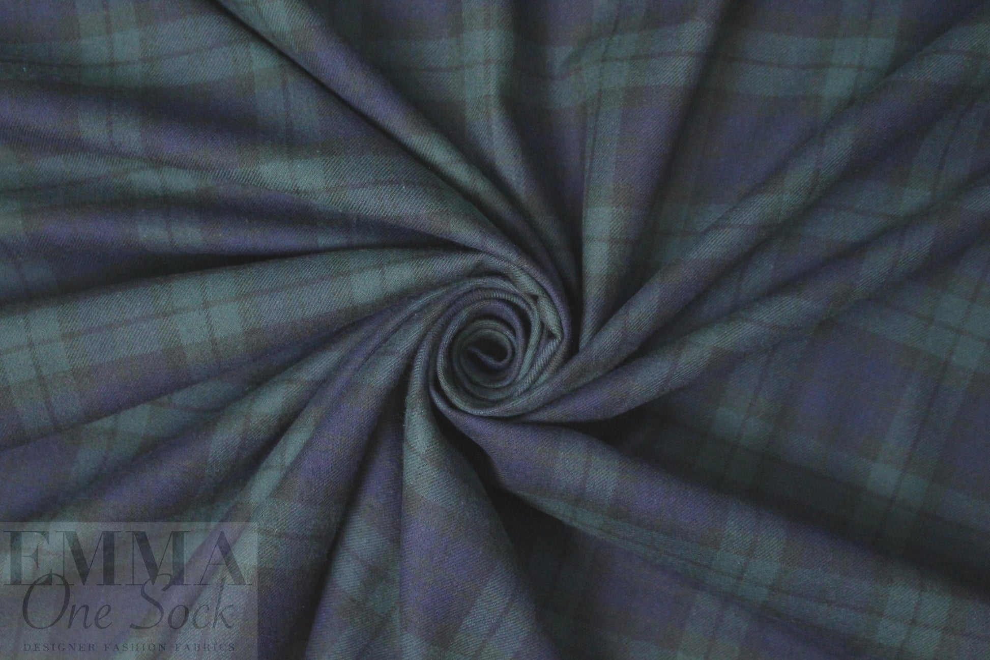Japanese yarn-dye plaid cotton flannel - midnight/pine