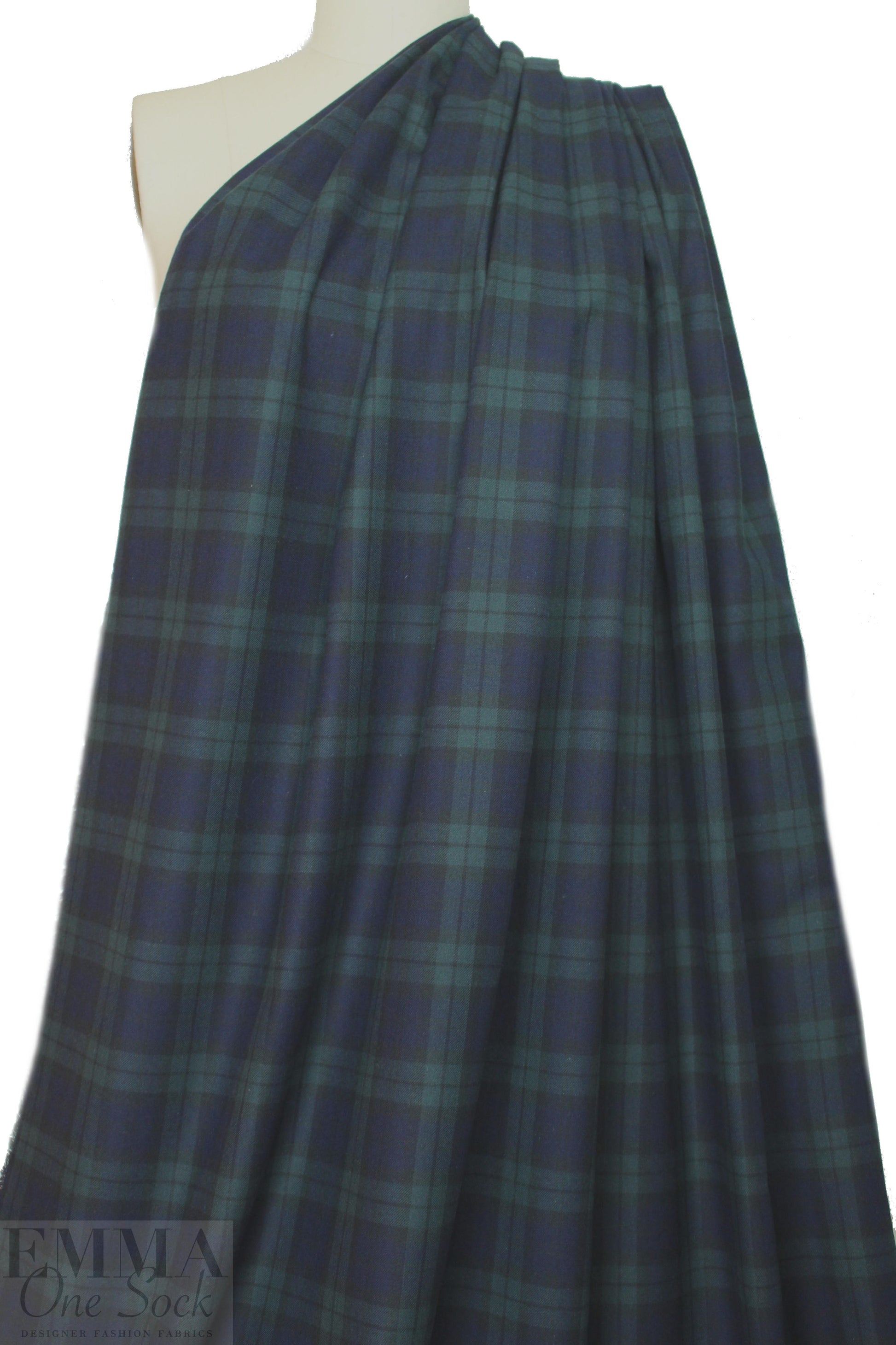 Japanese yarn-dye plaid cotton flannel - midnight/pine