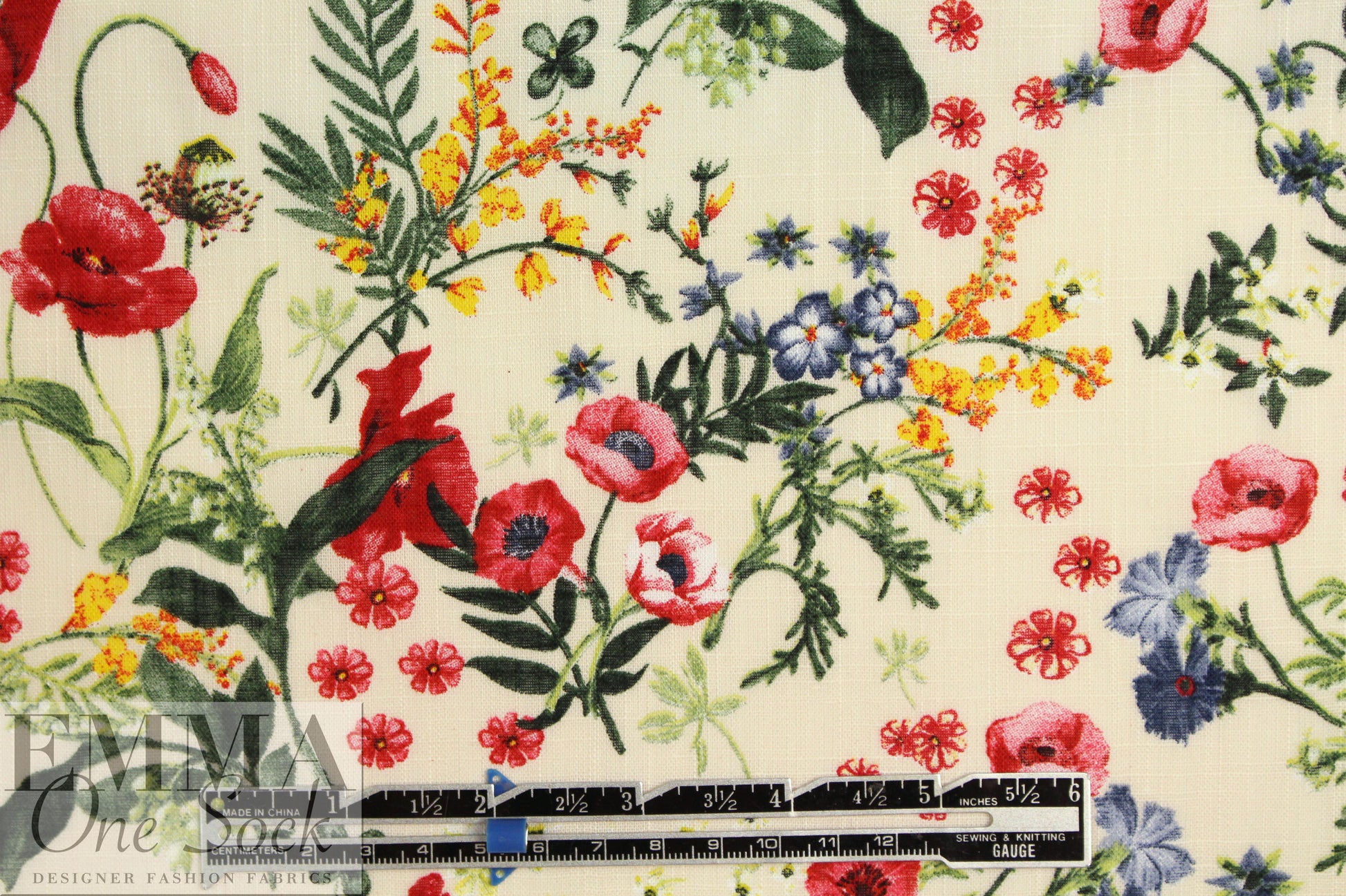 Italian 'flower shower' slubbed cotton woven