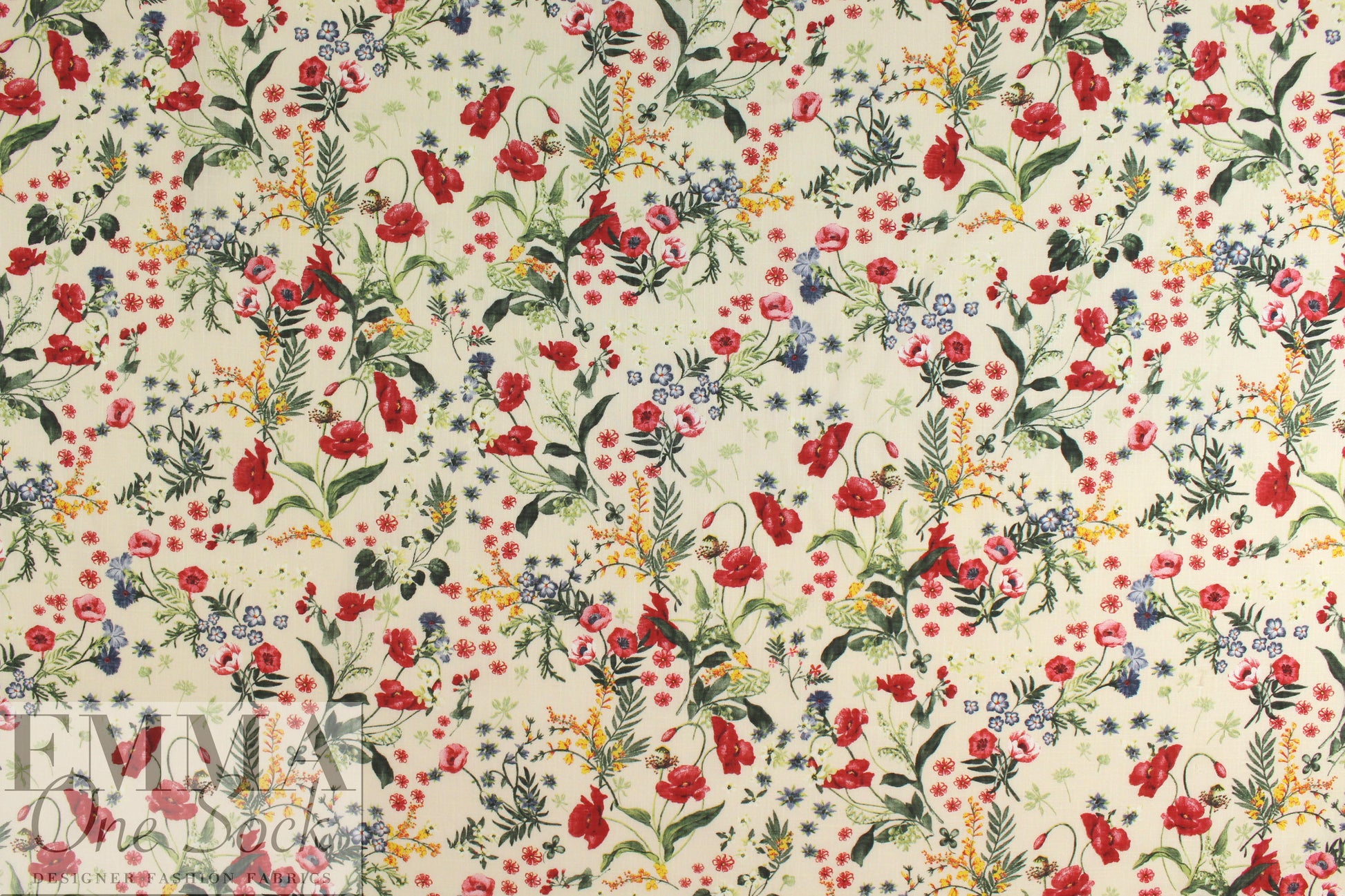 Italian 'flower shower' slubbed cotton woven