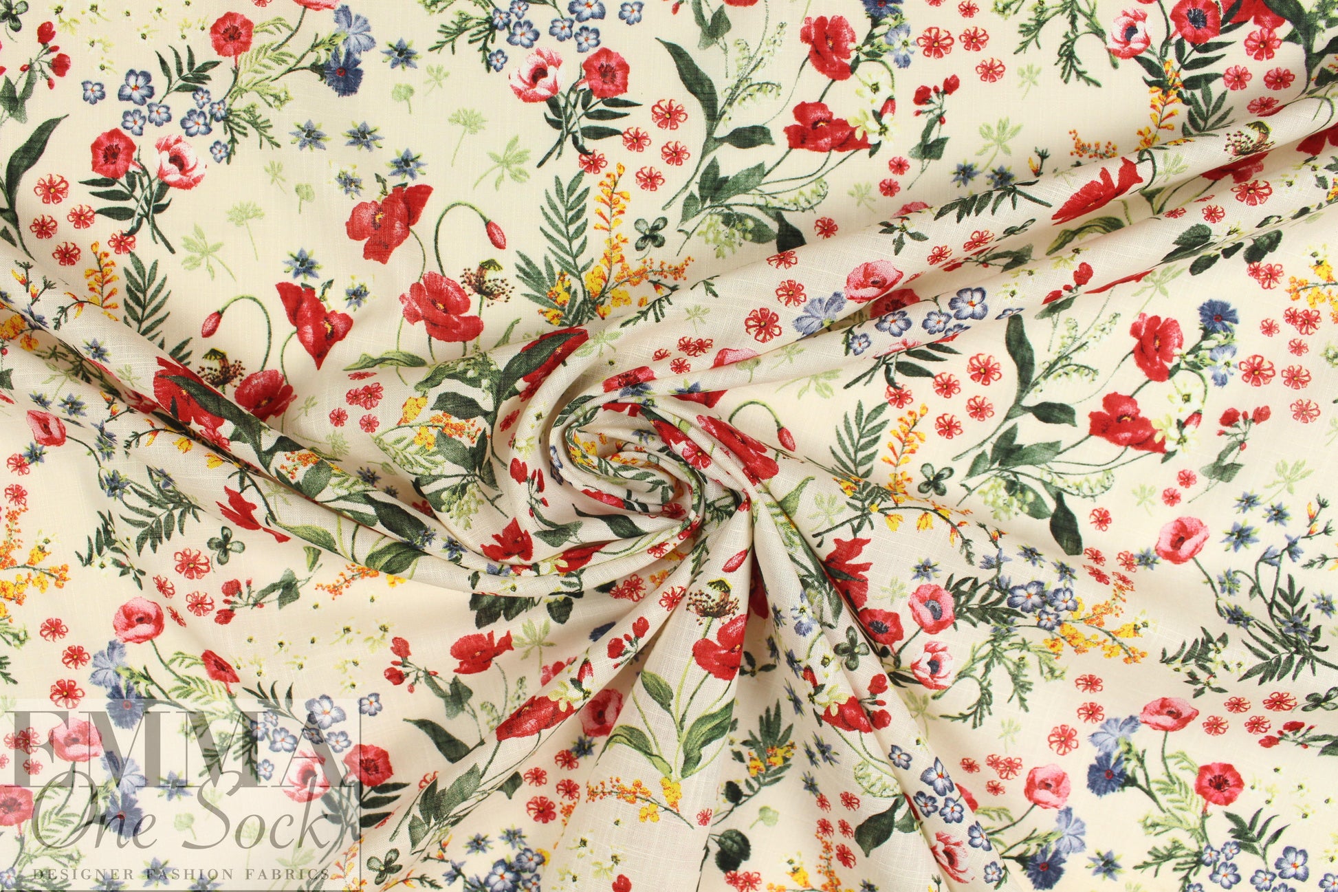 Italian 'flower shower' slubbed cotton woven 1.5 yd
