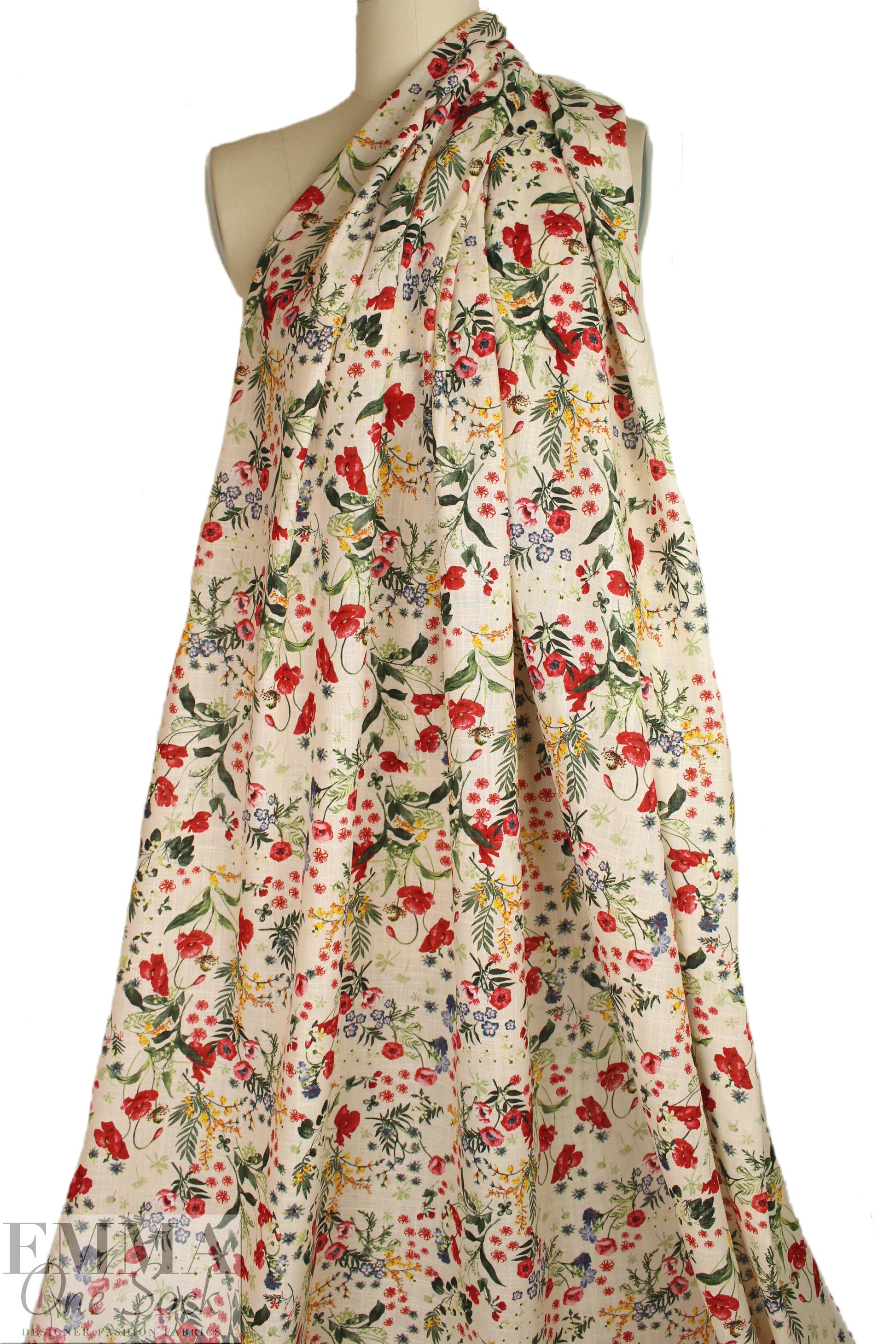 Italian 'flower shower' slubbed cotton woven