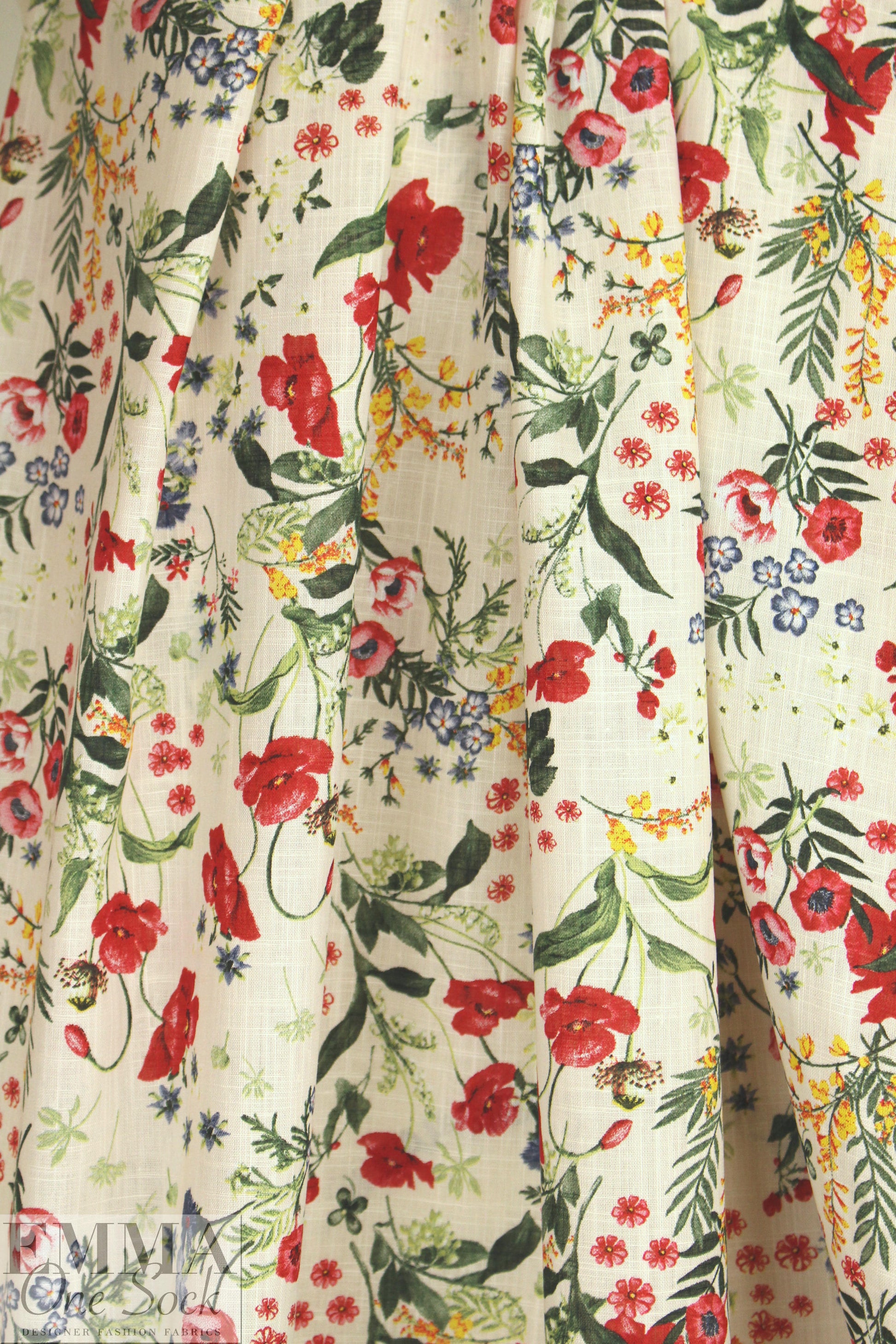 Italian 'flower shower' slubbed cotton woven