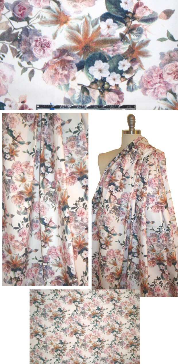 NY designer English garden floral cotton/lycra twill 1.5 yd